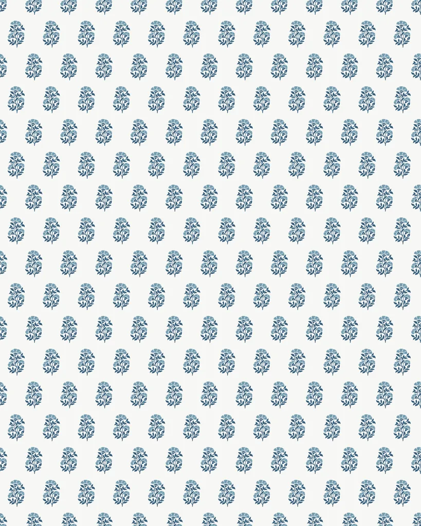 Kravet Design Antonina Vella Jardin W4489 in White & Blue (W4489.5.0)