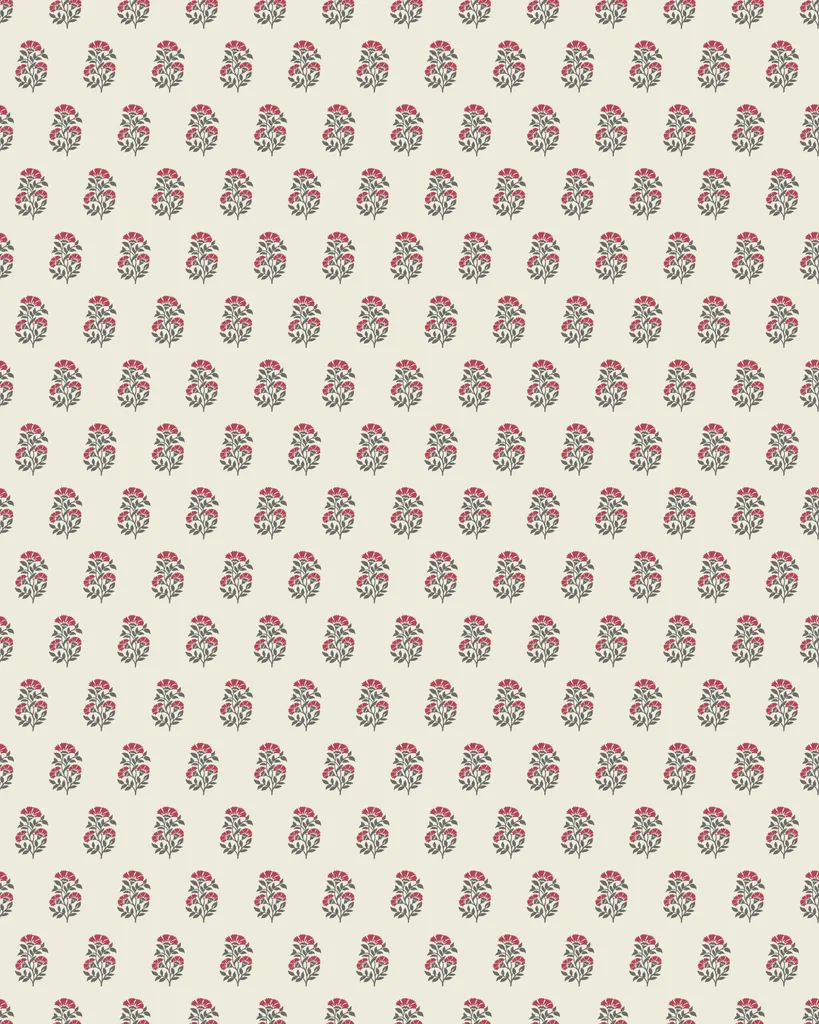 Kravet Design Antonina Vella Jardin W4489 in Ivory & Red (W4489.911.0)