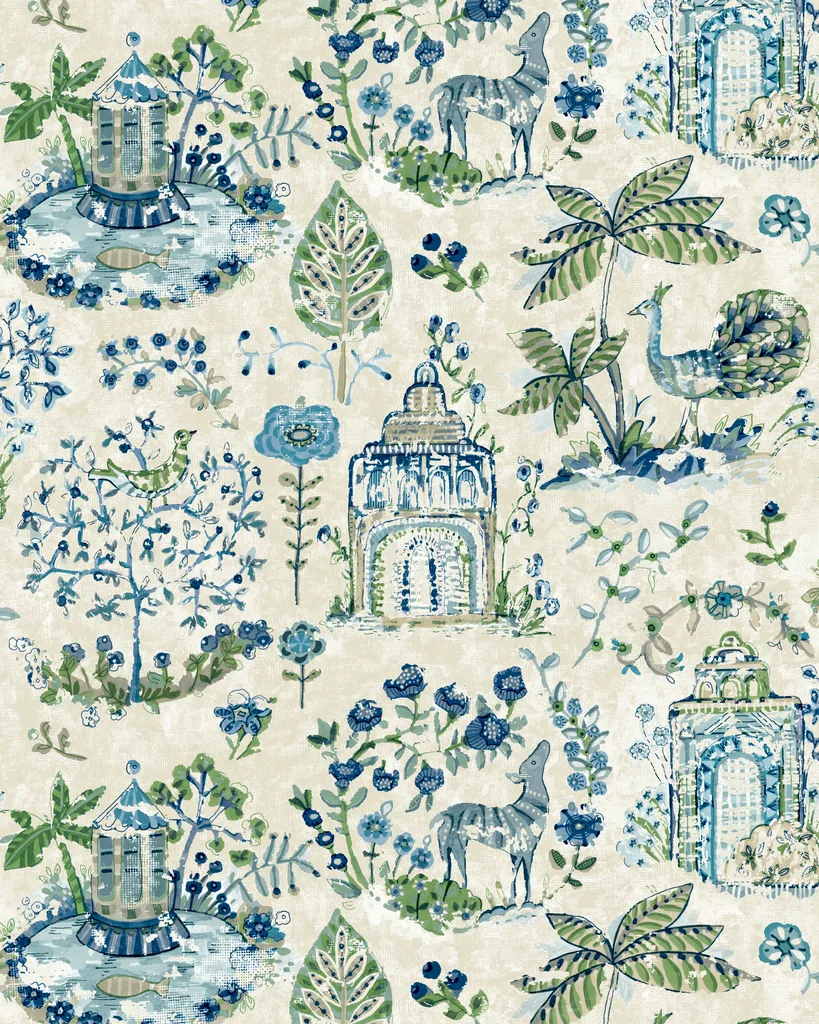 Kravet Design Antonina Vella Jardin W4491 in White & Blue (W4491.5.0)