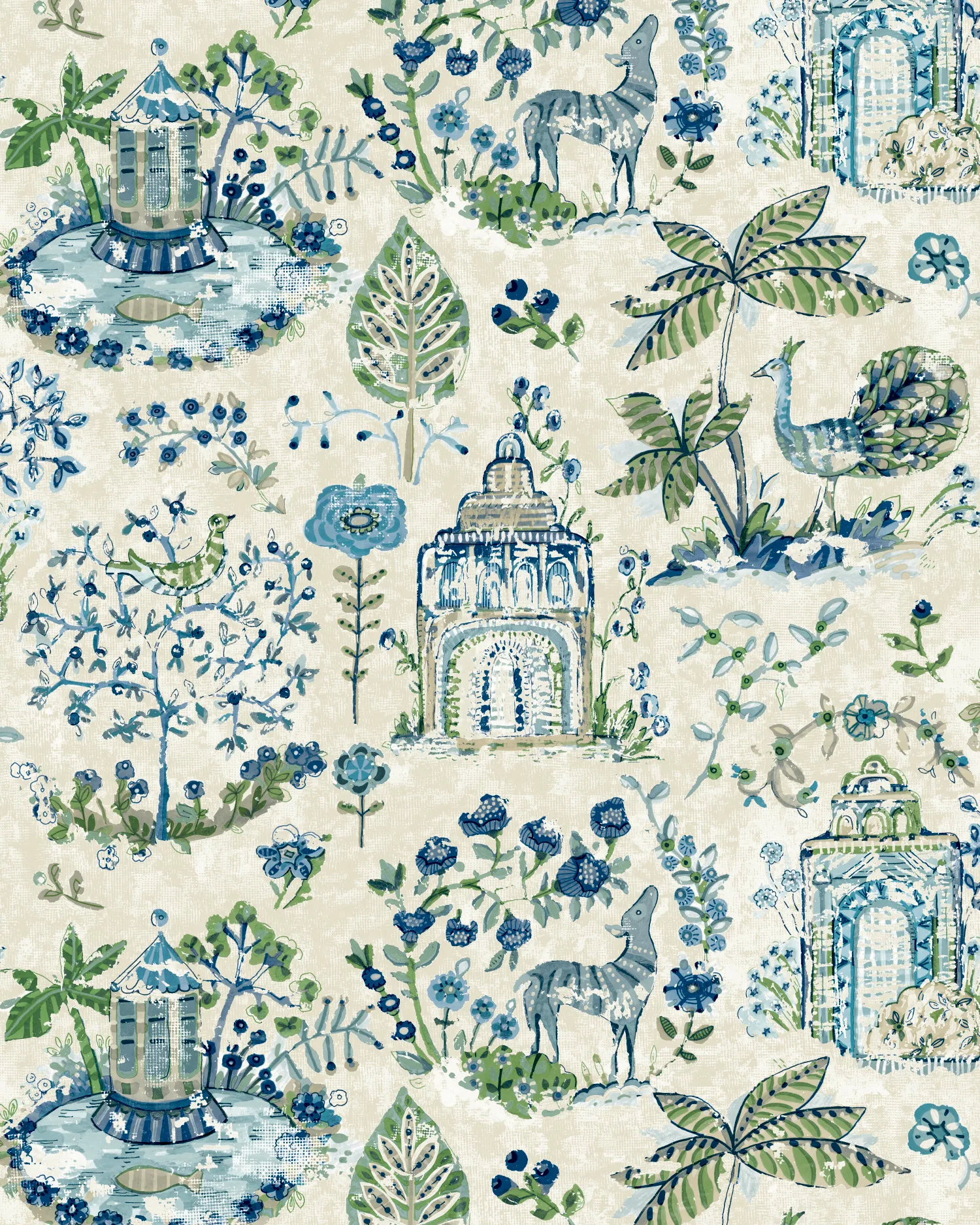 Kravet Design Antonina Vella Jardin W4491 in White & Blue (W4491.5.0)