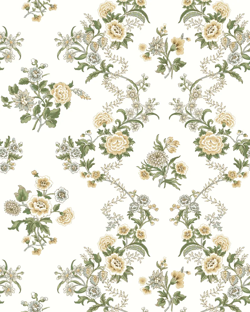 Kravet Design Antonina Vella Jardin W4493 in White & Yellow (W4493.316.0)
