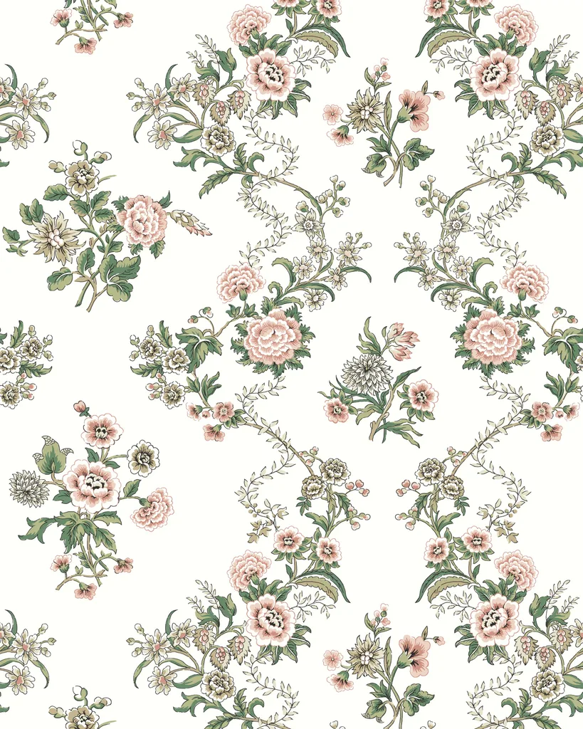 Kravet Design Antonina Vella Jardin W4493 in White & Pink (W4493.317.0)