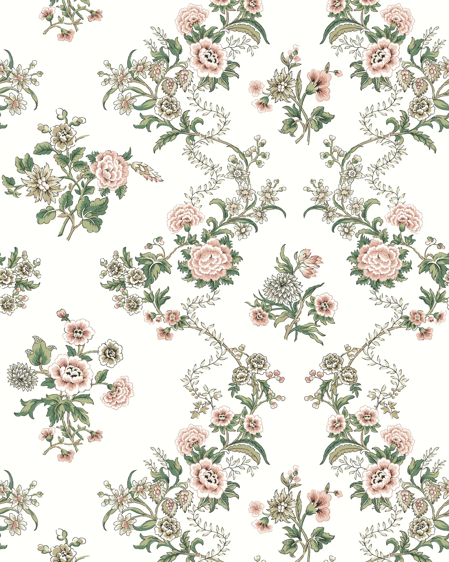 Kravet Design Antonina Vella Jardin W4493 in White & Pink (W4493.317.0)