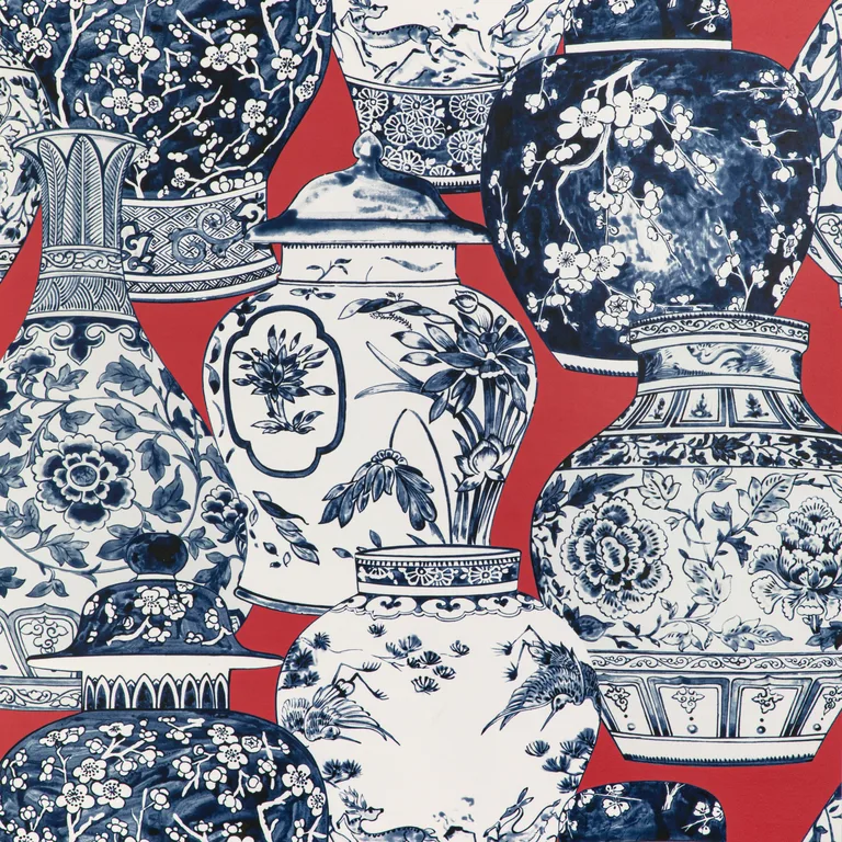 Lee Jofa Pandan Paper in Chili/Blue (P2020108.1950.0)