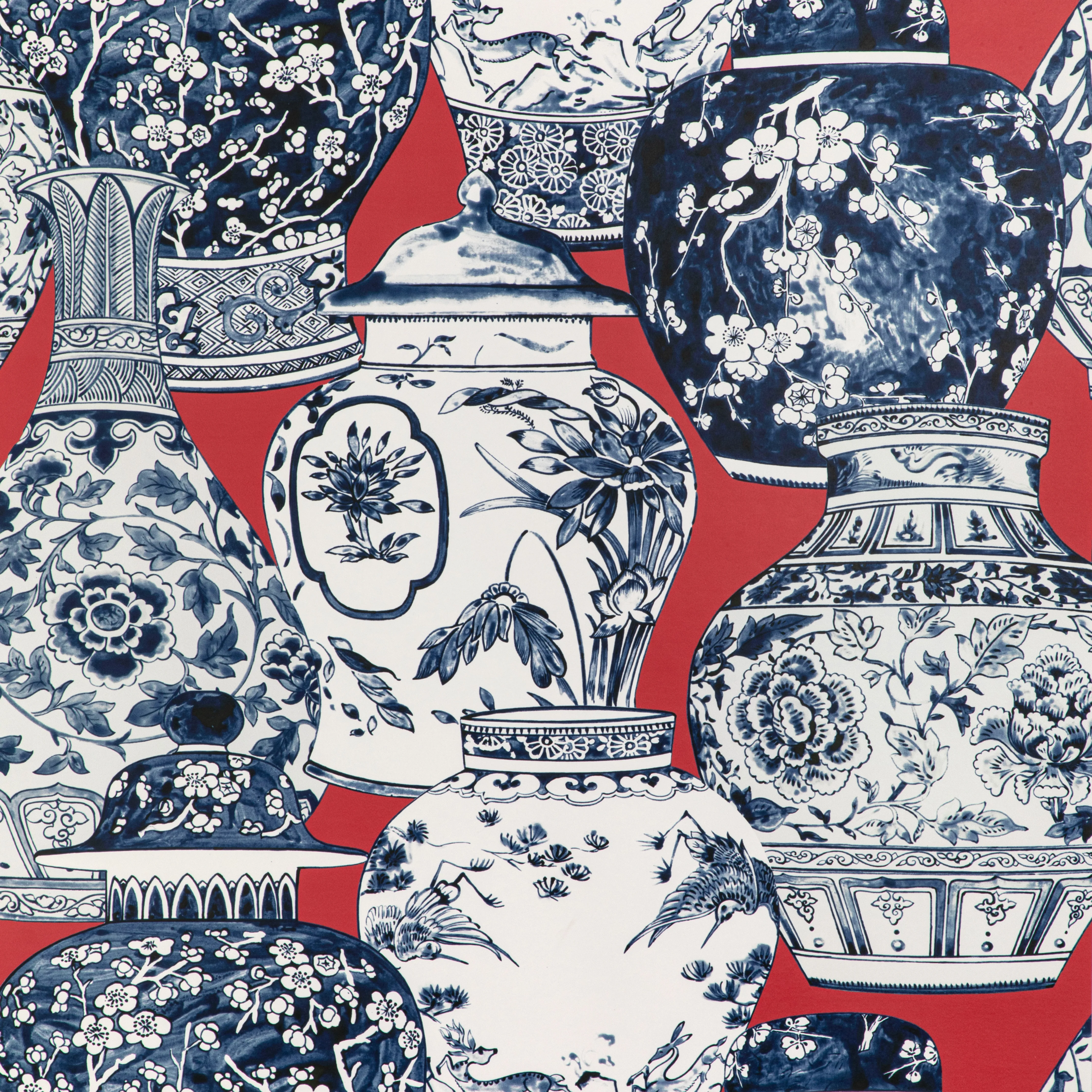 Lee Jofa Pandan Paper in Chili/Blue (P2020108.1950.0)