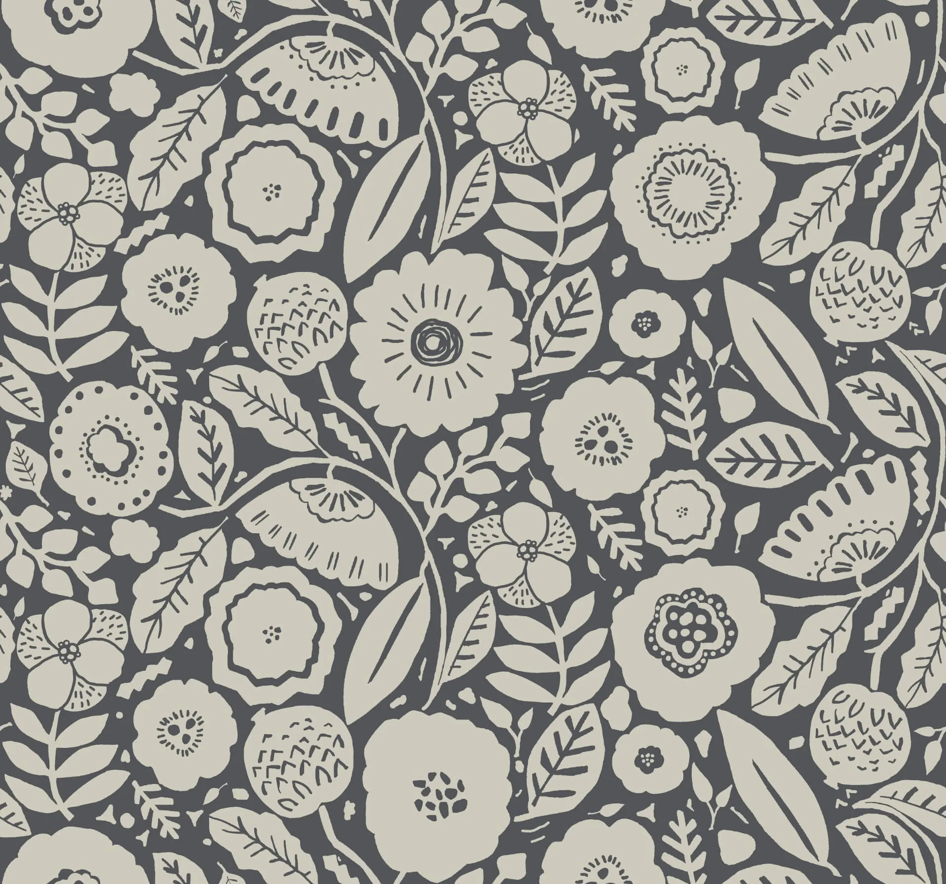Lemieux et Cie Camille Blossom wallpaper, color Charcoal, SKU LM5395