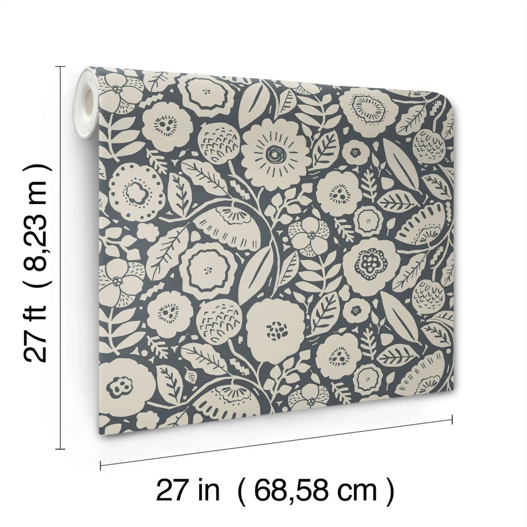 Lemieux et Cie Camille Blossom - Charcoal Wallpaper | Buy Online Lemieux et Cie Camille Blossom wallpaper, color Charcoal, SKU LM5395