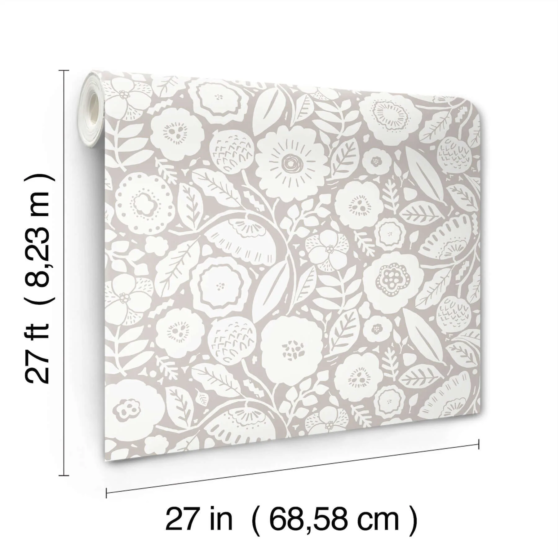 Lemieux et Cie Camille Blossom - Grey Wallpaper | Buy Online Lemieux et Cie Camille Blossom wallpaper, color Grey, SKU LM5393