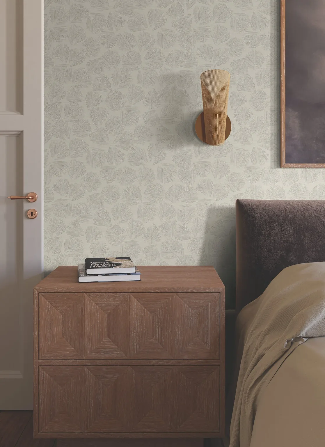 Lemieux et Cie Elora Leaf wallpaper, color Taupe, SKU LM5354