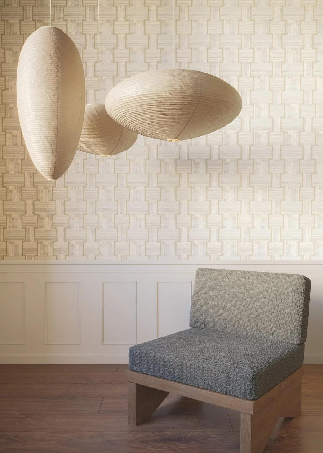 Lemieux et Cie La Broderie wallpaper, color Beige, SKU LM5371