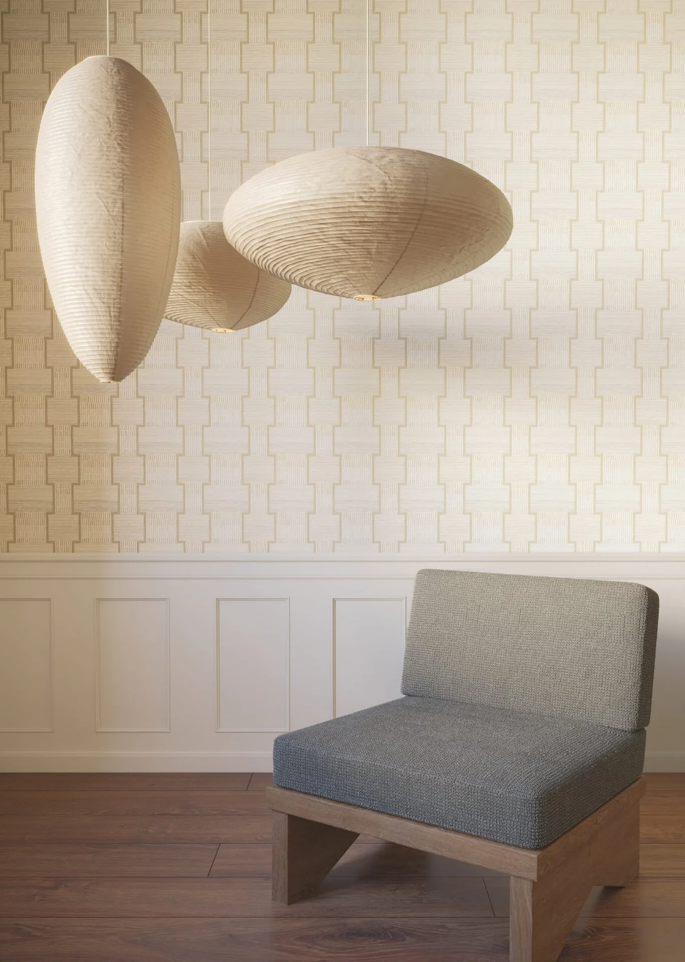 Lemieux et Cie La Broderie wallpaper, color Beige, SKU LM5371