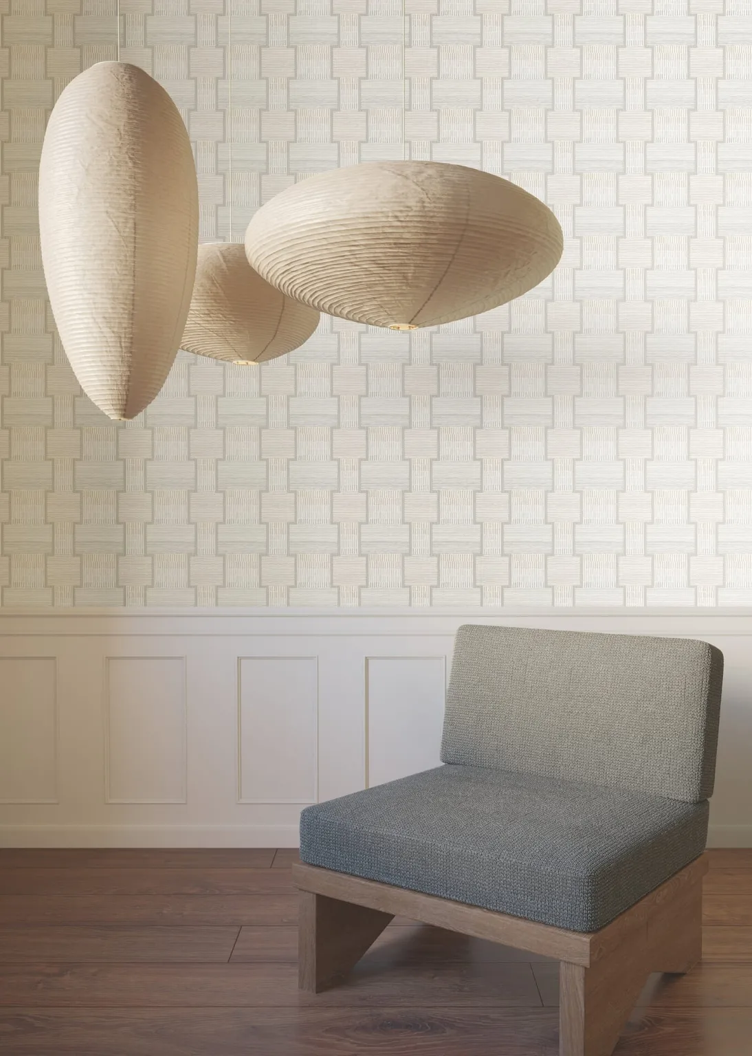 Lemieux et Cie La Broderie wallpaper, color Grey, SKU LM5373
