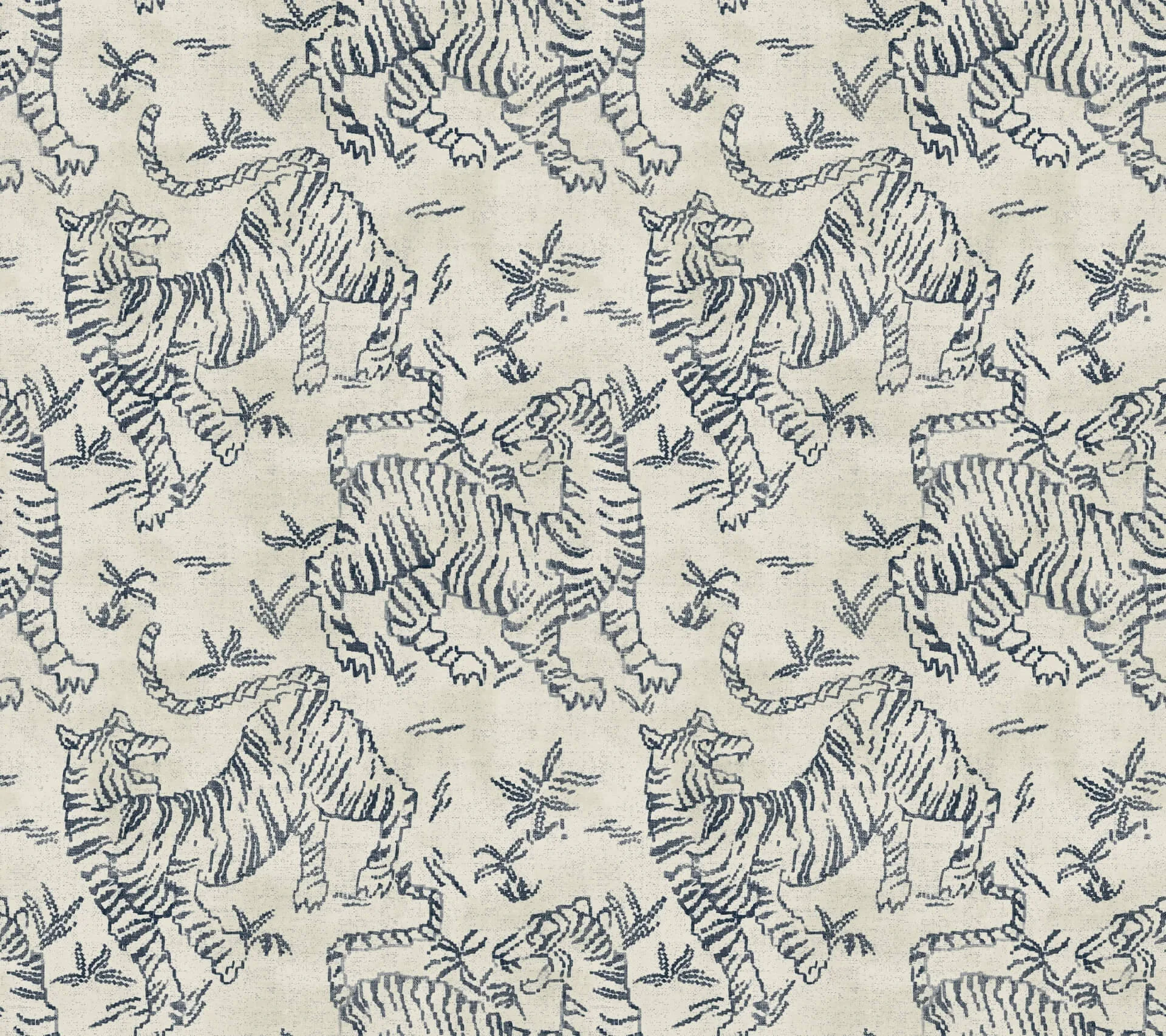Lemieux et Cie Orly Tigers wallpaper, color Indigo, SKU LM5333