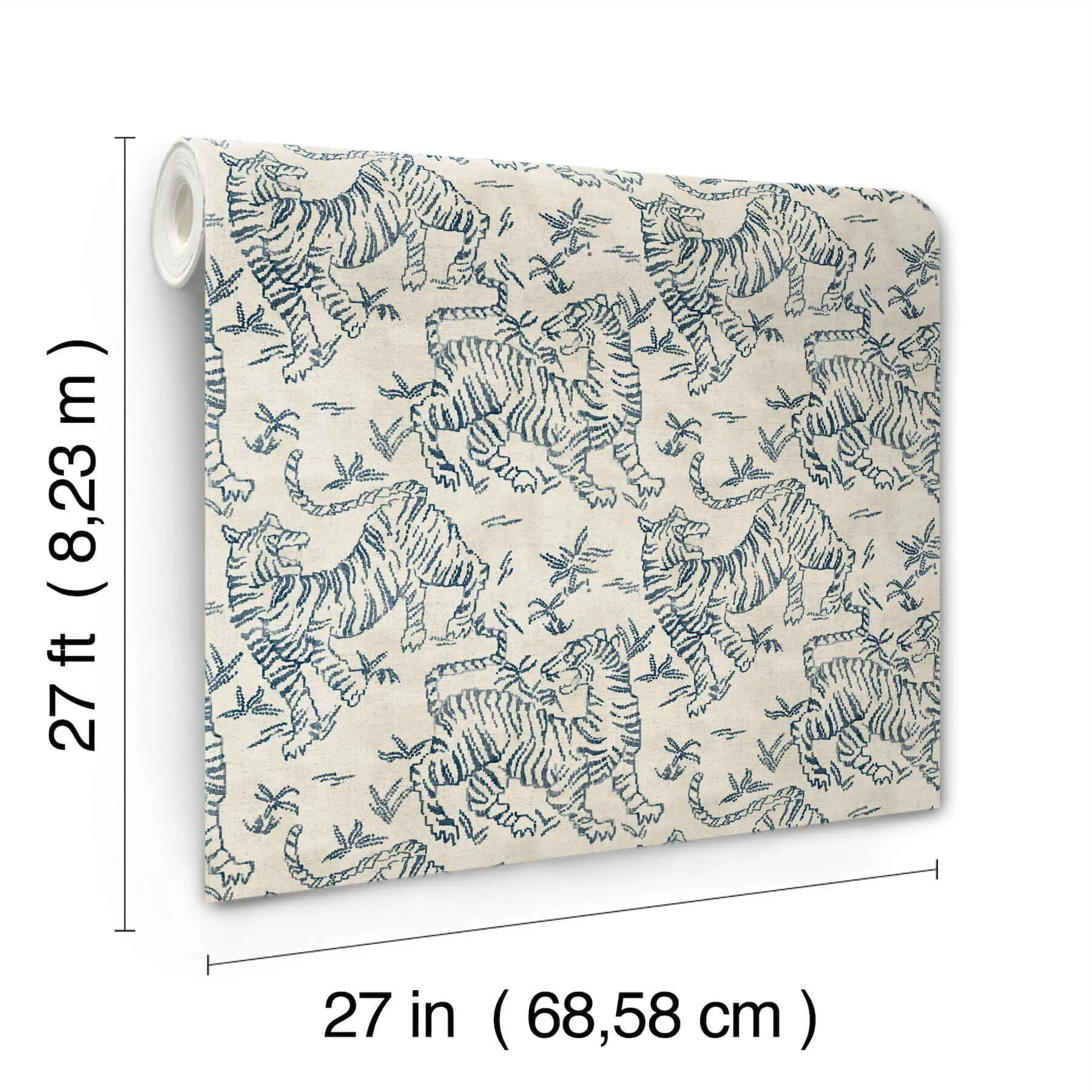Lemieux et Cie Orly Tigers wallpaper, color Indigo, SKU LM5333