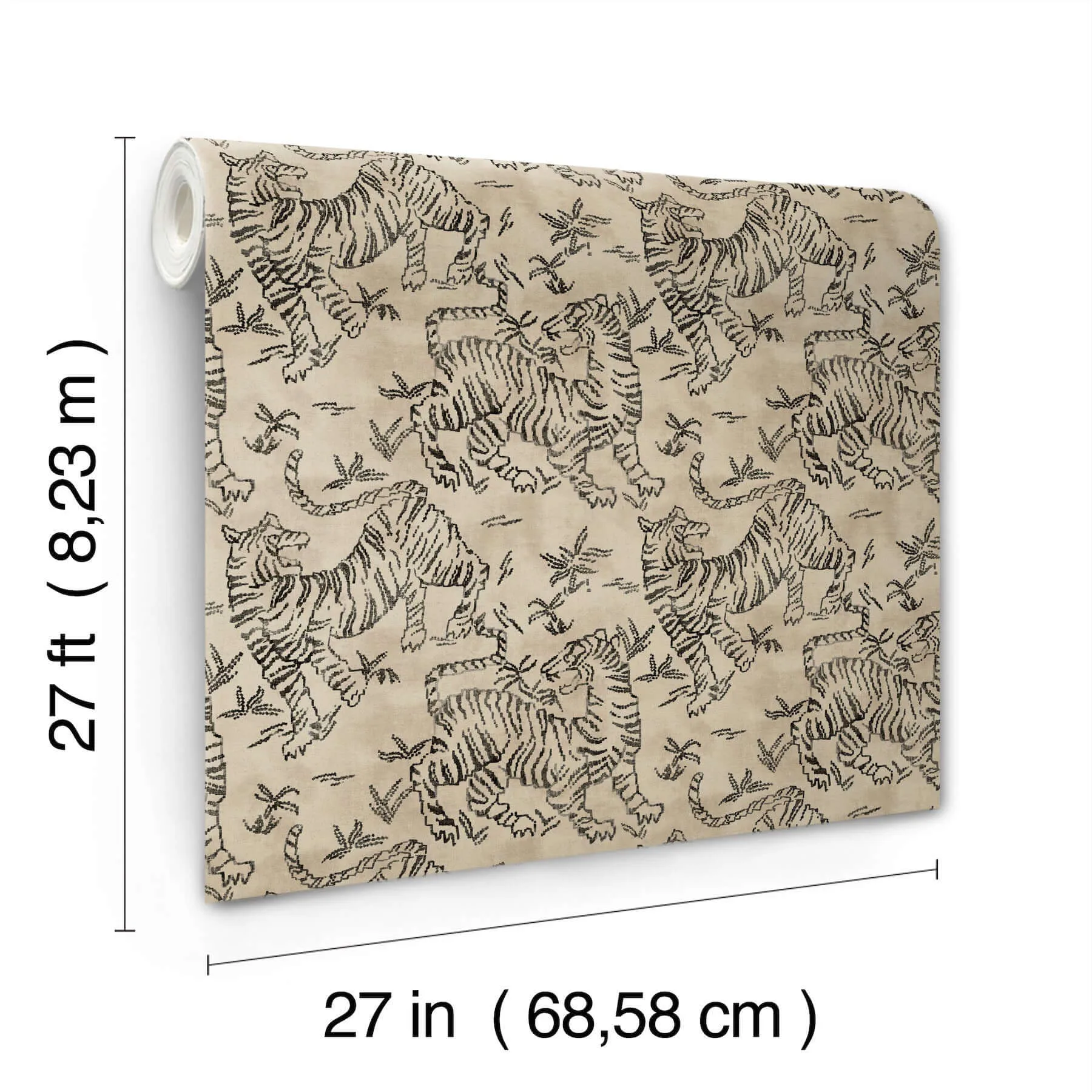 Lemieux et Cie Orly Tigers wallpaper, color Taupe, SKU LM5332