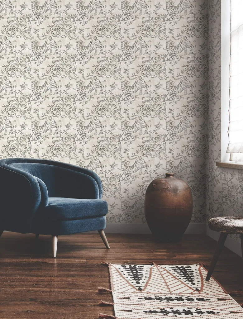 Lemieux et Cie Orly Tigers wallpaper, color White, SKU LM5331