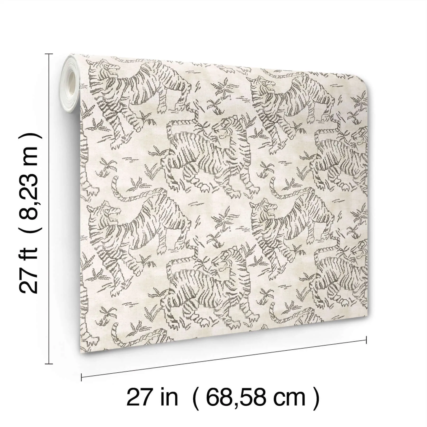 Lemieux et Cie Orly Tigers - White Wallpaper | Buy Online Lemieux et Cie Orly Tigers wallpaper, color White, SKU LM5331