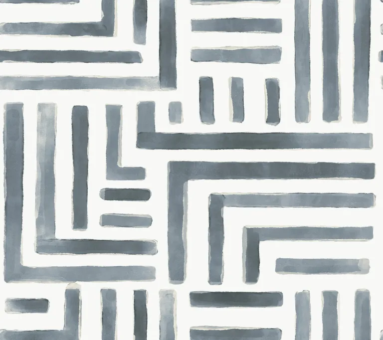 Lemieux et Cie Painterly Labyrinth wallpaper, color Aqua, SKU LM5364