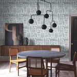 Lemieux et Cie Painterly Labyrinth wallpaper, color Aqua, SKU LM5364