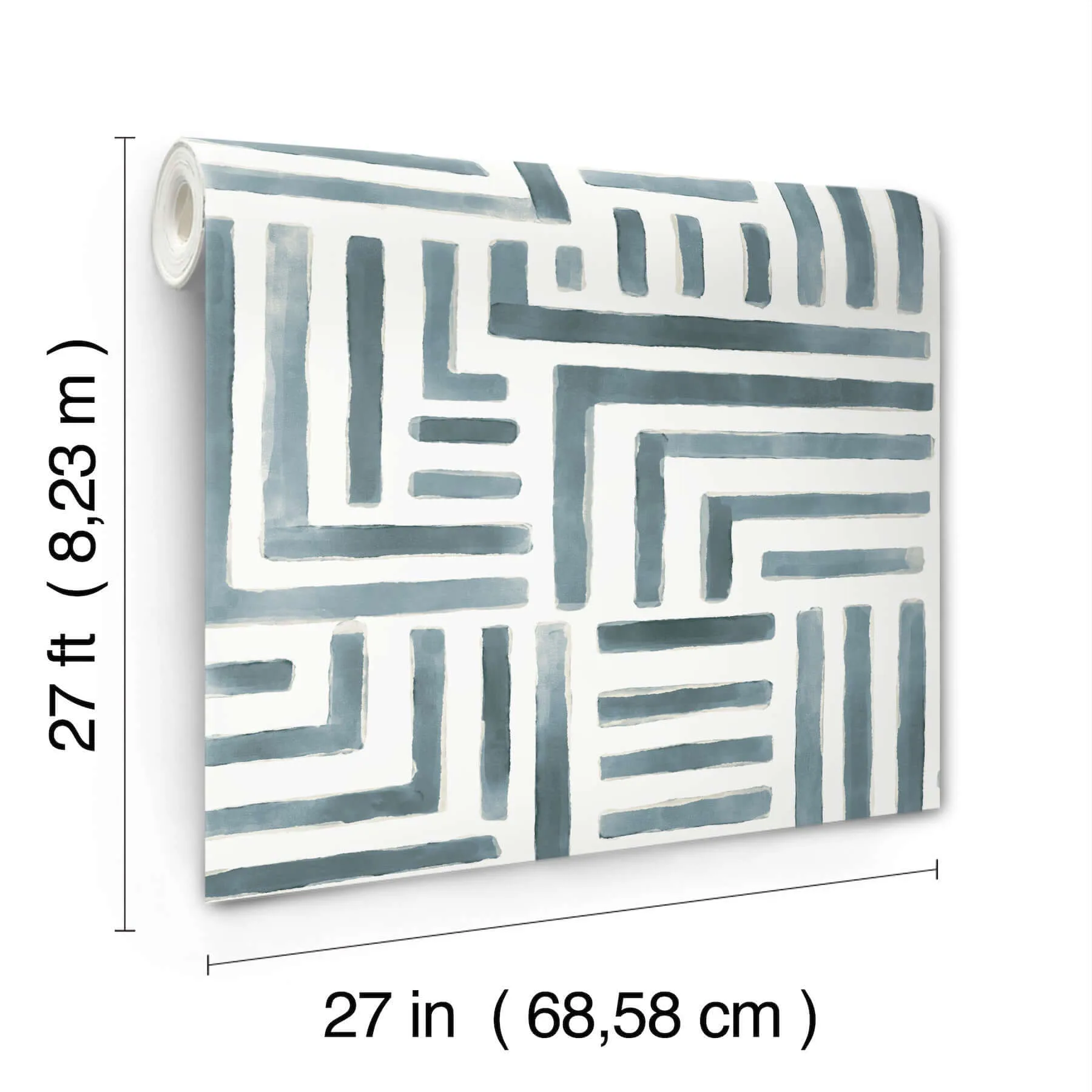 Lemieux et Cie Painterly Labyrinth wallpaper, color Aqua, SKU LM5364
