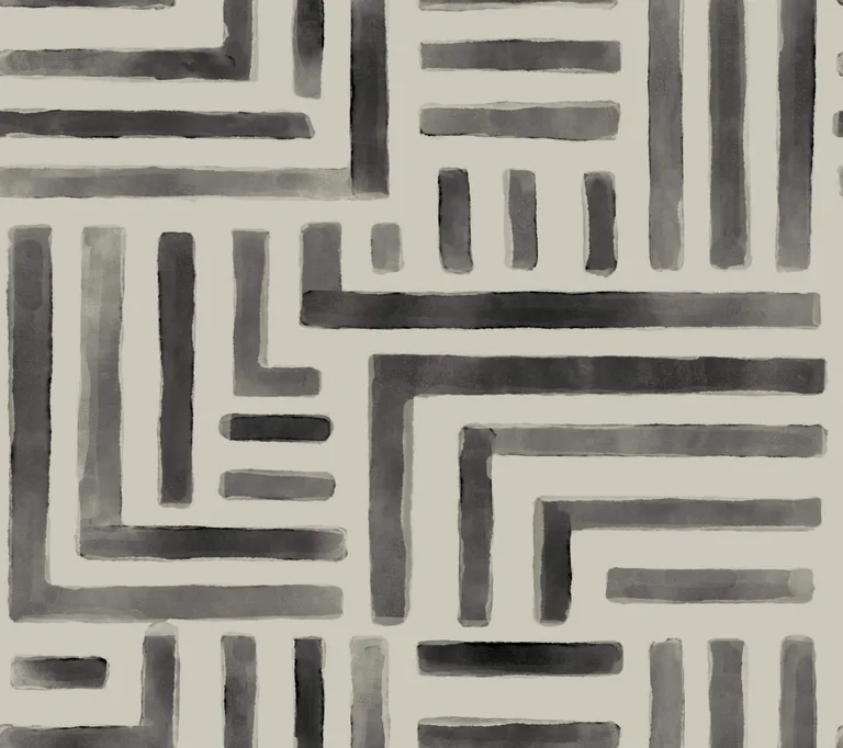 Lemieux et Cie Painterly Labyrinth wallpaper, color Charcoal, SKU LM5365