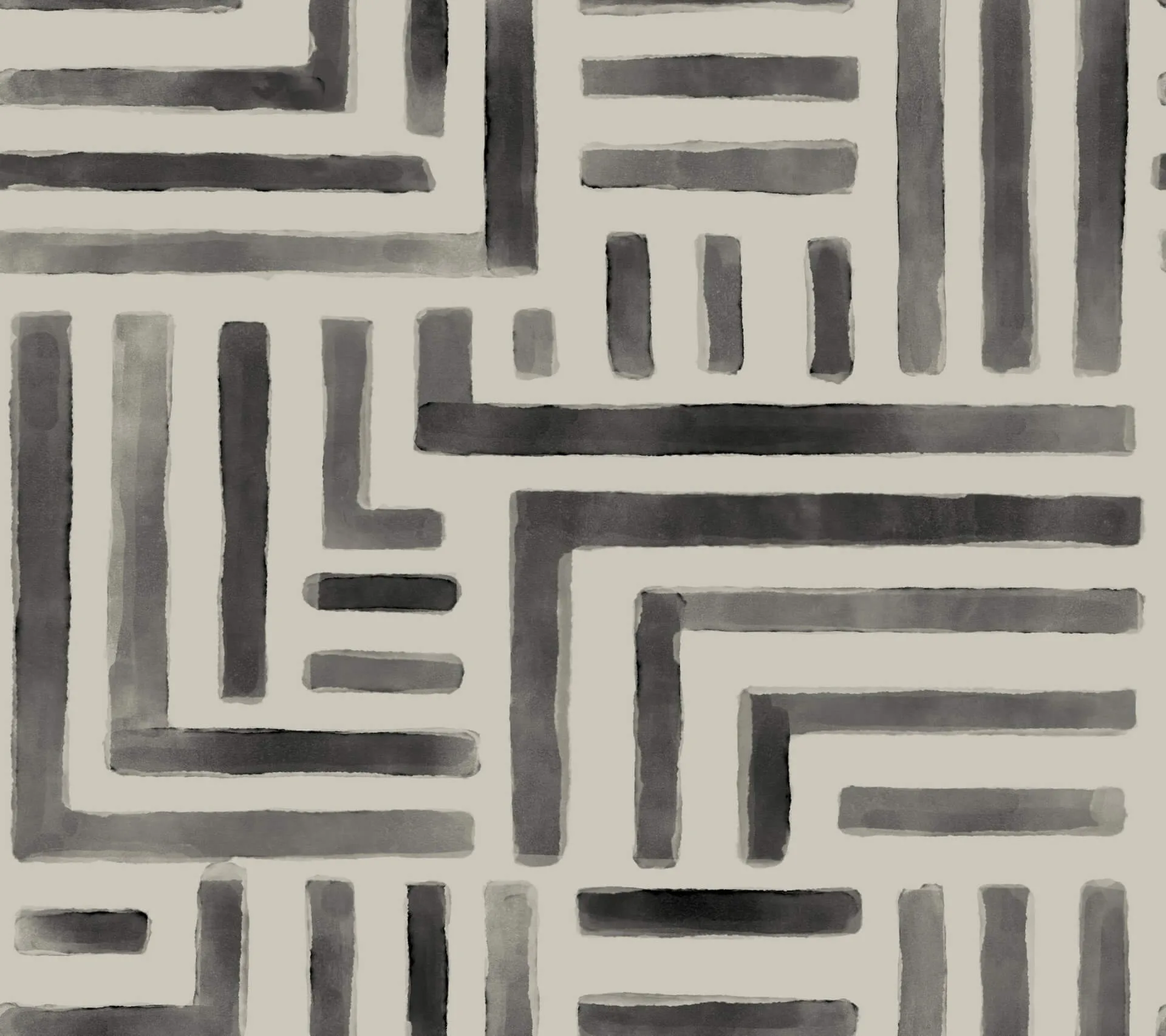 Lemieux et Cie Painterly Labyrinth wallpaper, color Charcoal, SKU LM5365