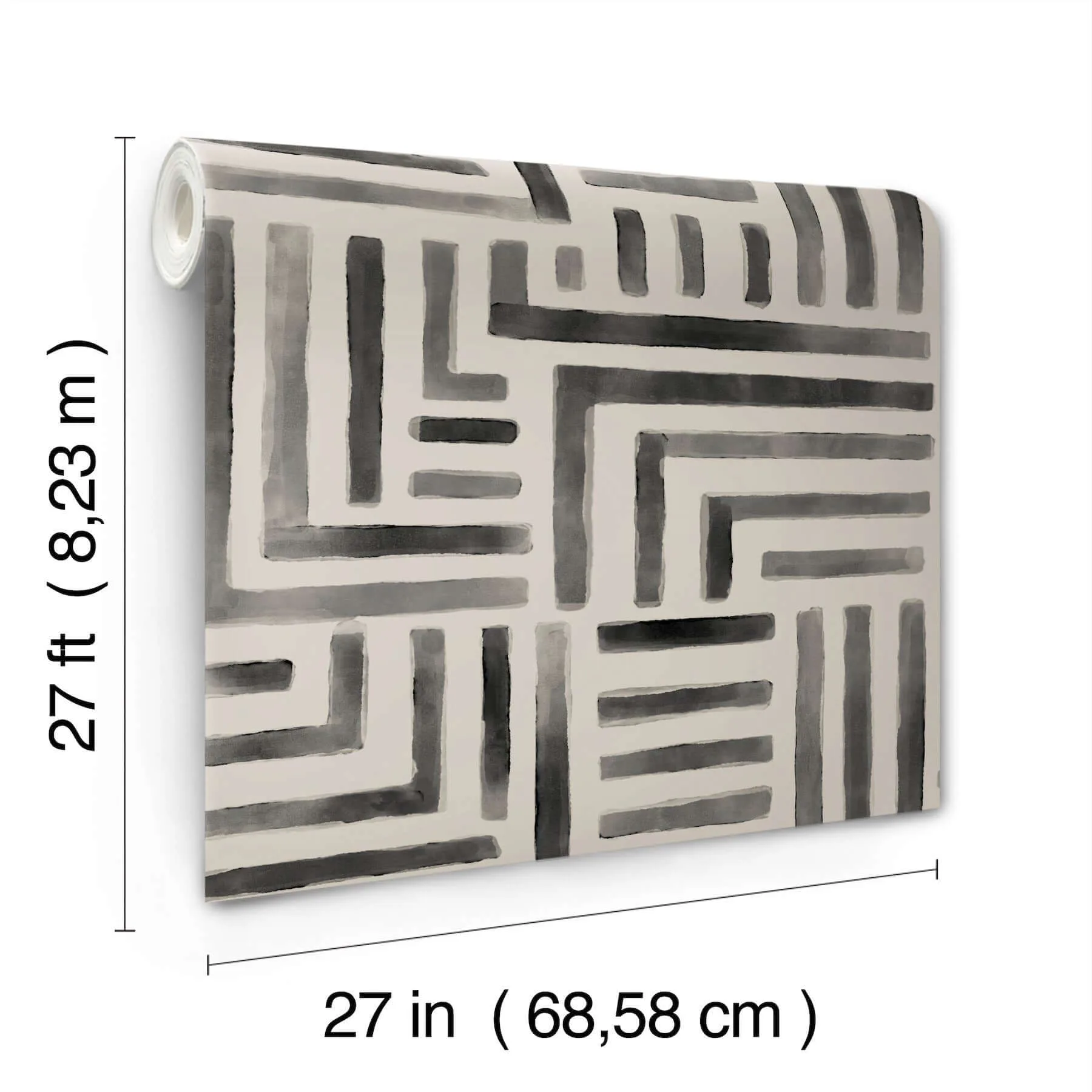 Lemieux et Cie Painterly Labyrinth wallpaper, color Charcoal, SKU LM5365
