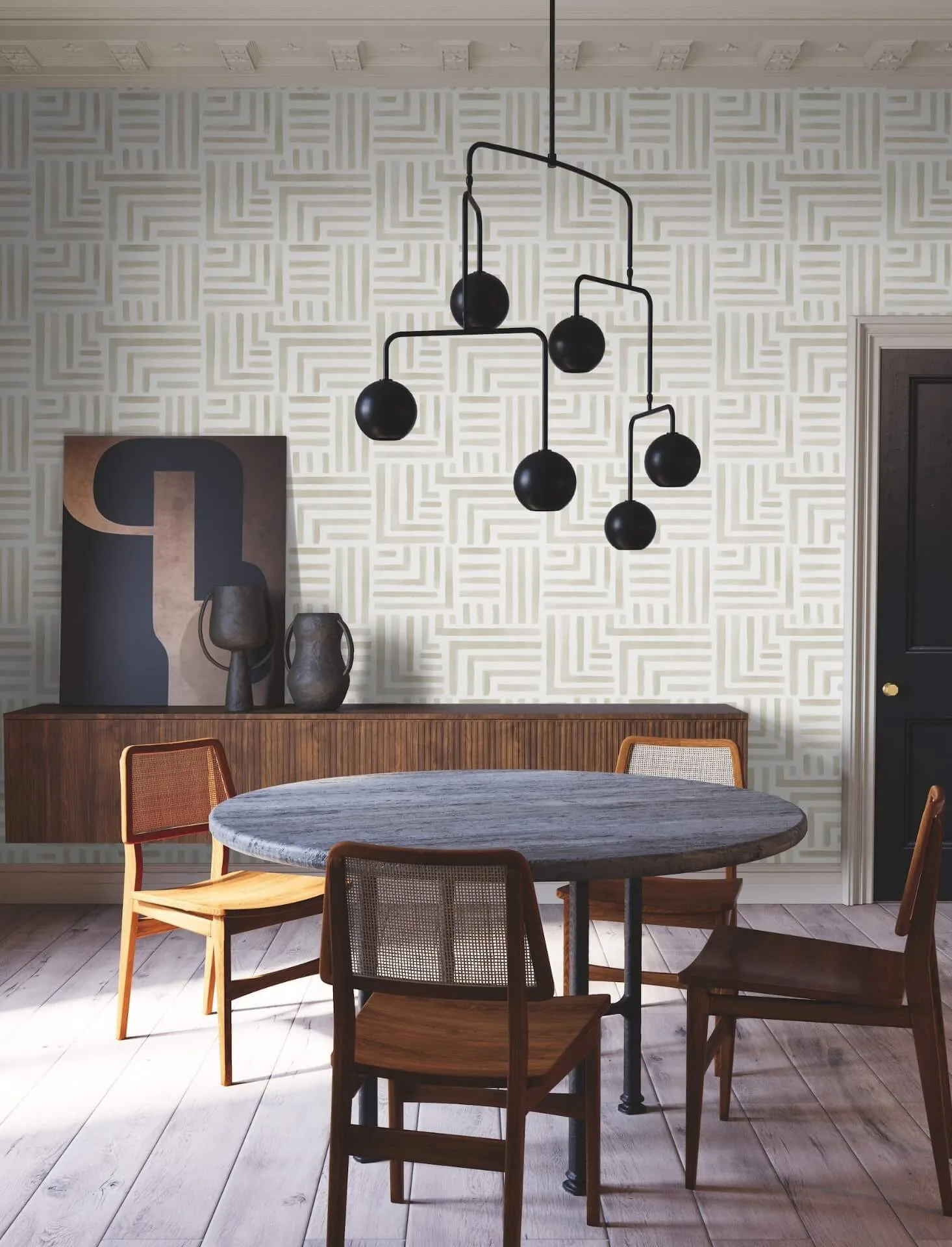 Lemieux et Cie Painterly Labyrinth wallpaper, color Light Neutral, SKU LM5362