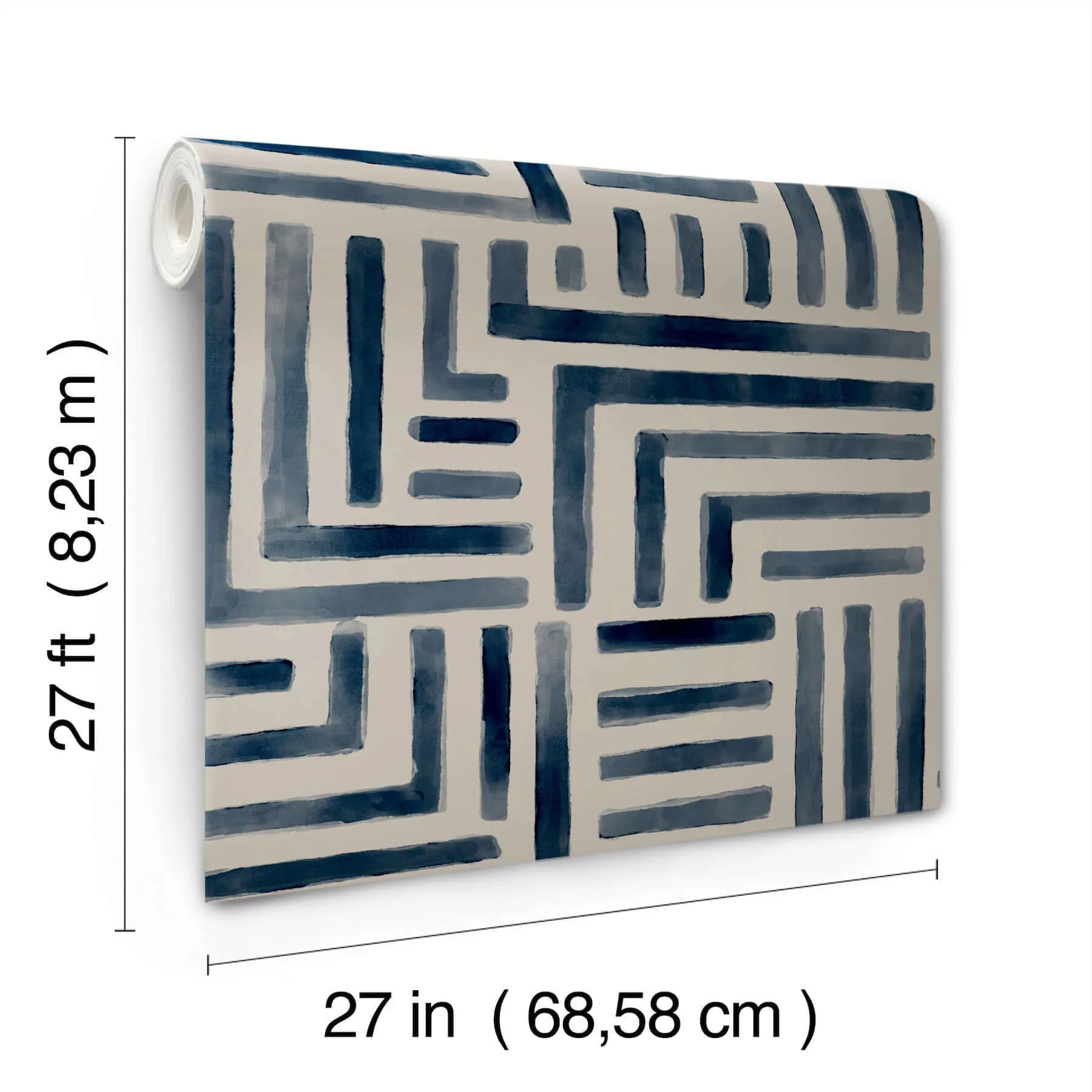 Lemieux et Cie Painterly Labyrinth - Navy Wallpaper | Buy Online Lemieux et Cie Painterly Labyrinth wallpaper, color Navy, SKU LM5361
