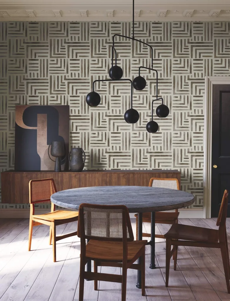 Lemieux et Cie Painterly Labyrinth wallpaper, color Warm Neutral, SKU LM5363