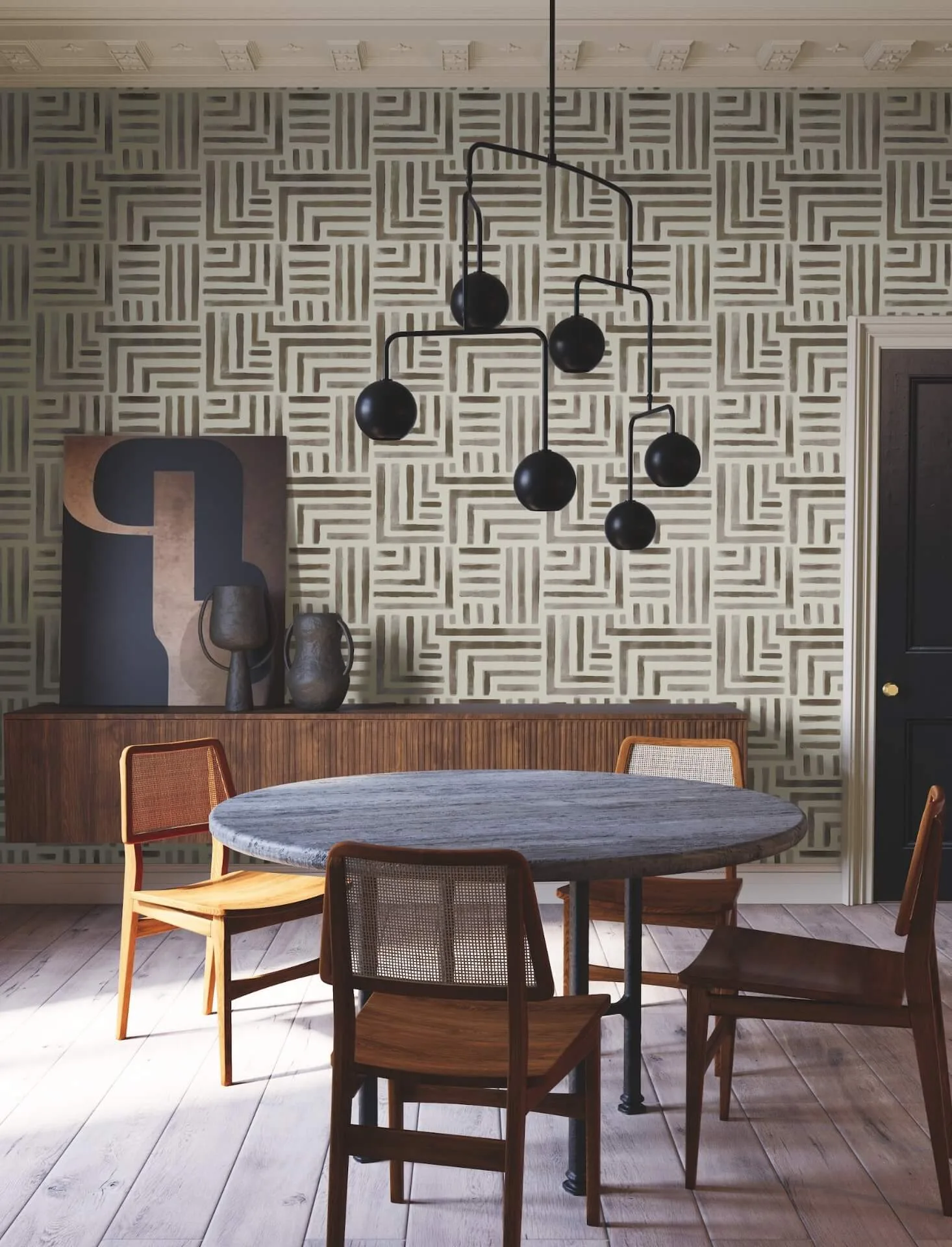 Lemieux et Cie Painterly Labyrinth wallpaper, color Warm Neutral, SKU LM5363