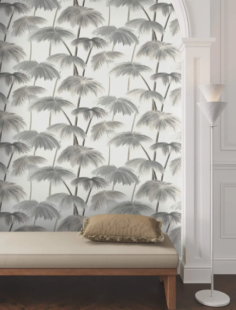 Lemieux et Cie Plein Air Palms wallpaper, color Black & White, SKU LM5432