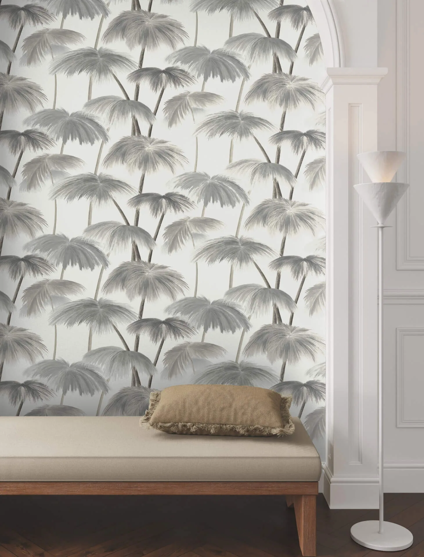 Lemieux et Cie Plein Air Palms wallpaper, color Black & White, SKU LM5432