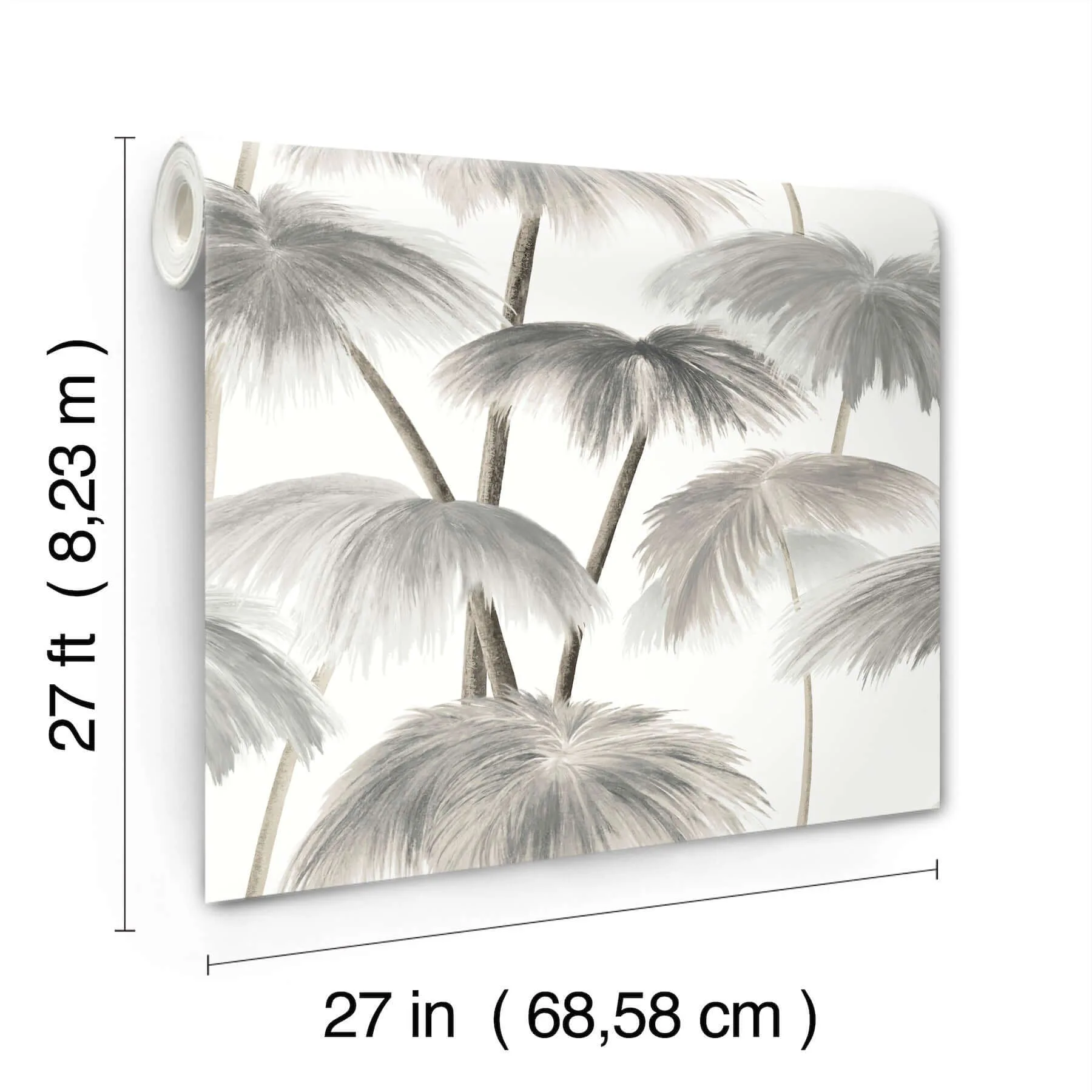 Lemieux et Cie Plein Air Palms wallpaper, color Black & White, SKU LM5432