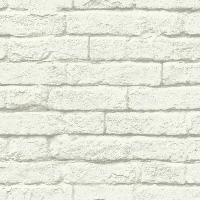 Magnolia Home Brick & Mortar wallpaper, color White & Grey, SKU MH1555