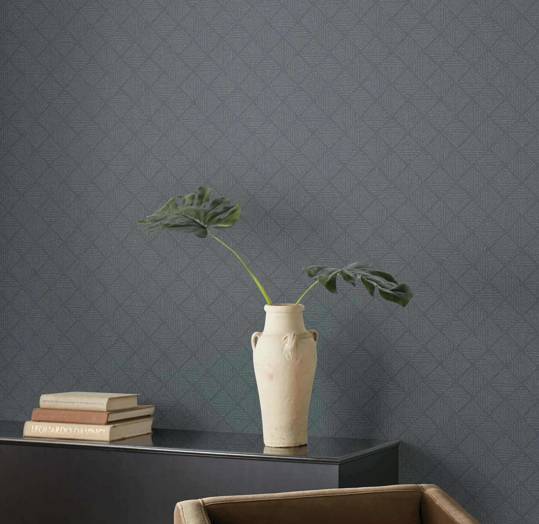 Magnolia Home Center Square wallpaper, color Indigo, SKU MJ4862
