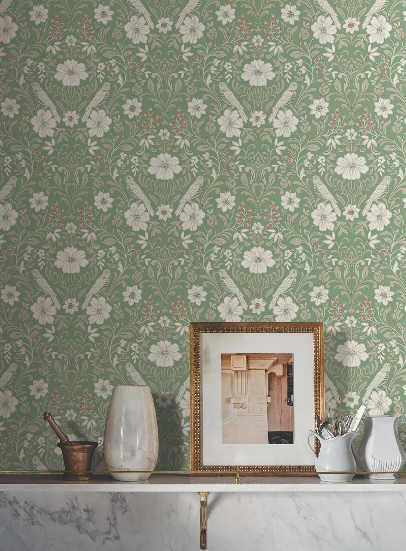 Magnolia Home Colette wallpaper, color Bright Green, SKU MF4747