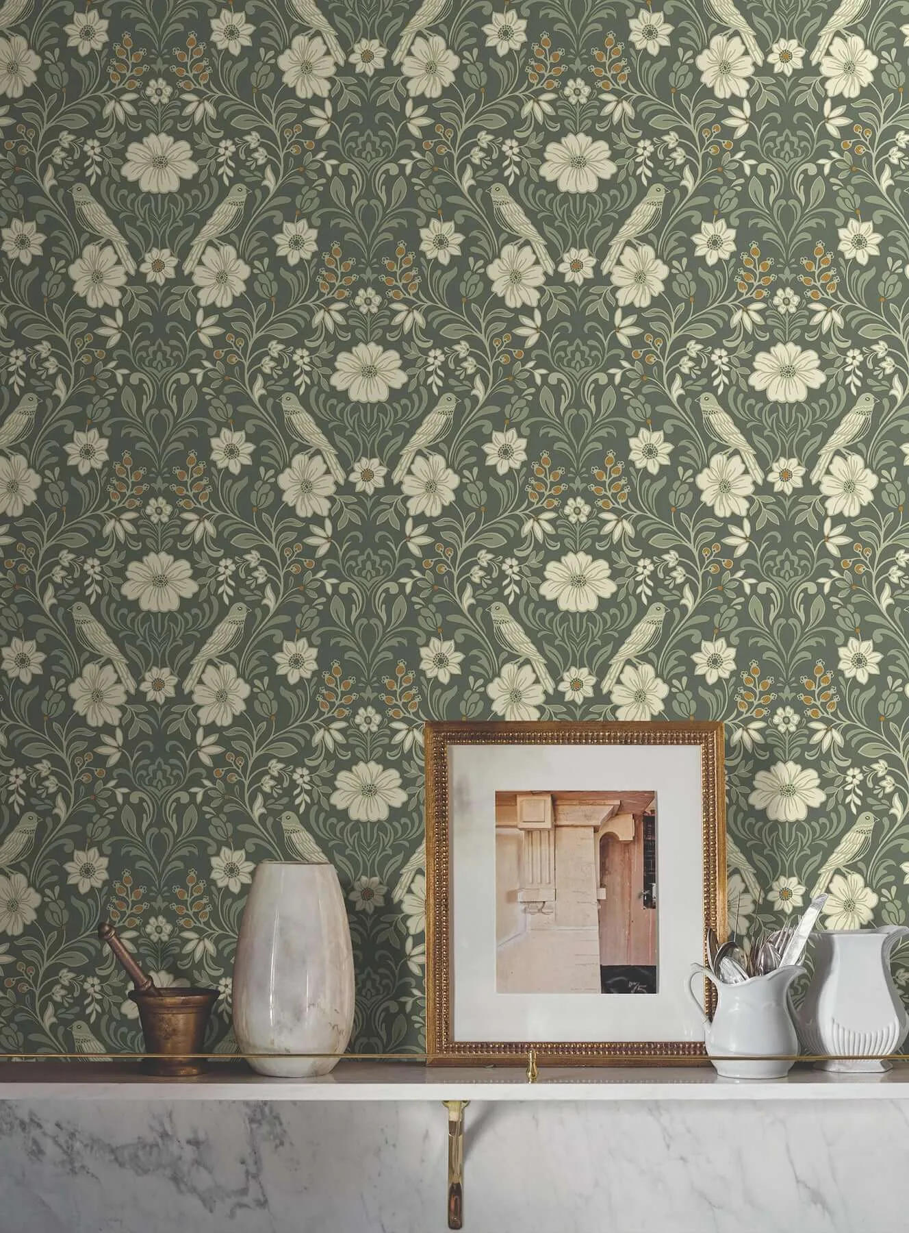 Magnolia Home Colette wallpaper, color Olive, SKU MF4741