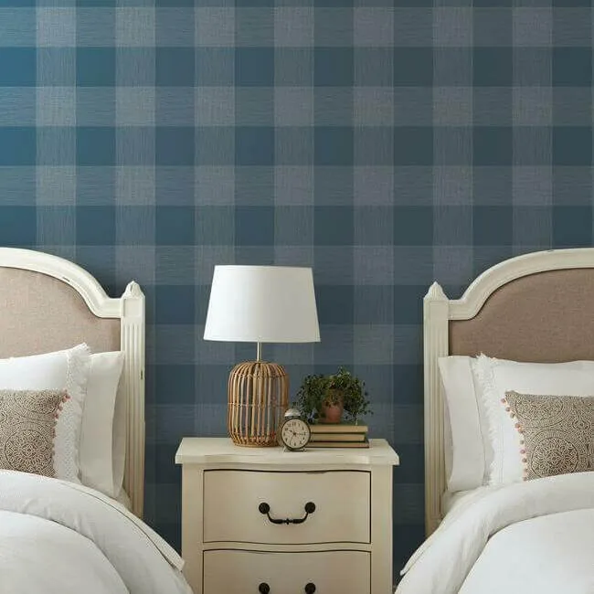 Magnolia Home Common Thread - Navy & White Wallpaper | Buy Online Magnolia Home Common Thread wallpaper, color Navy & White, SKU ME1522