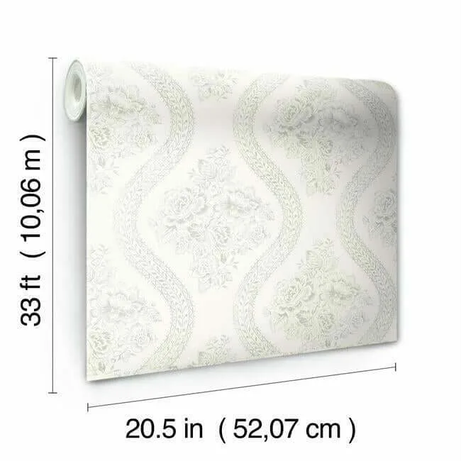 Magnolia Home Coverlet Floral - Grey & Off White Wallpaper | Buy Online Magnolia Home Coverlet Floral wallpaper, color Grey & Off White, SKU MH1595