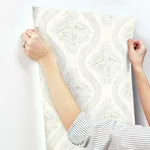 Magnolia Home Coverlet Floral - Grey & Off White Wallpaper | Buy Online Magnolia Home Coverlet Floral wallpaper, color Grey & Off White, SKU MH1595