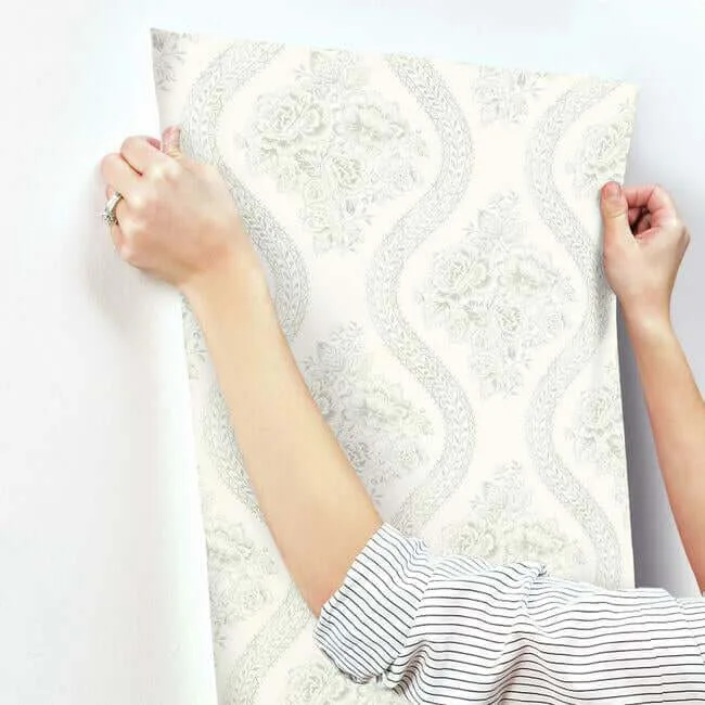 Magnolia Home Coverlet Floral - Grey & Off White Wallpaper | Buy Online Magnolia Home Coverlet Floral wallpaper, color Grey & Off White, SKU MH1595