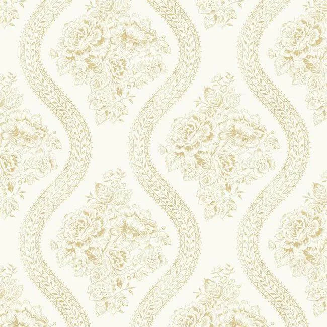Magnolia Home Coverlet Floral wallpaper, color Yellow, SKU MH1602