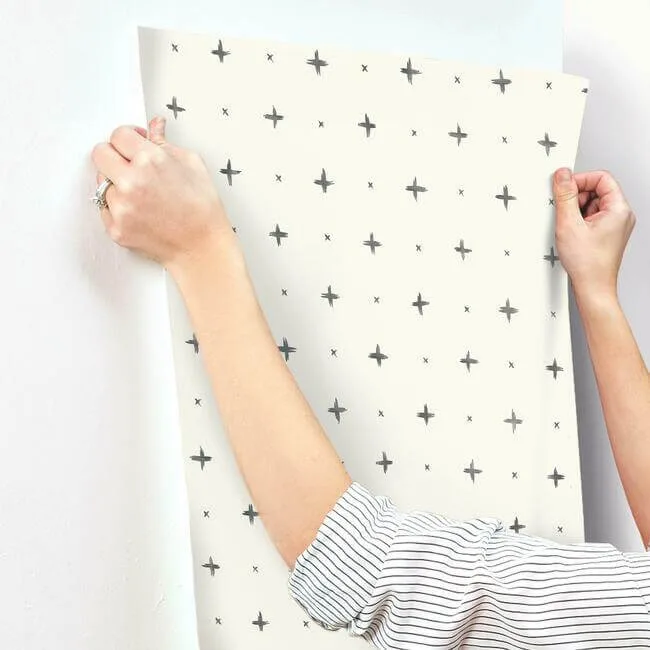 Magnolia Home Cross Stitch - Black Wallpaper | Buy Online Magnolia Home Cross Stitch wallpaper, color Black, SKU MK1100