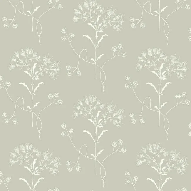 Magnolia Home Cupola Wildflower wallpaper, color Light Grey & White, SKU ME1516