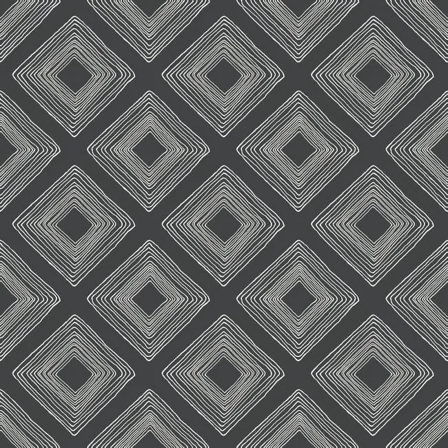 Magnolia Home Diamond Sketch wallpaper, color White & Black, SKU ME1576