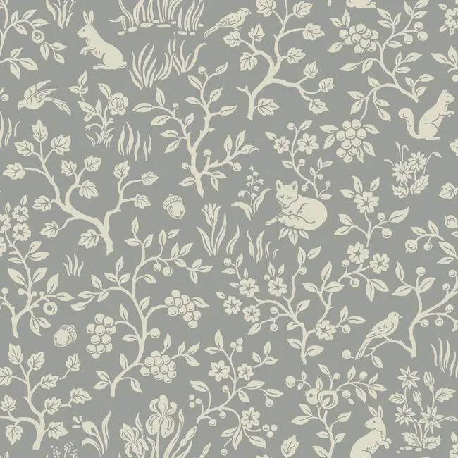 Magnolia Home Fox & Hare wallpaper, color Grey, SKU ME1571
