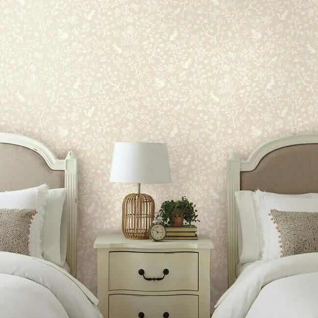 Magnolia Home Fox & Hare wallpaper, color Pink, SKU MK1110