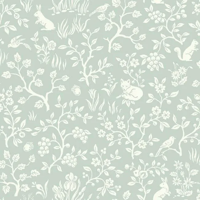 Magnolia Home Fox & Hare wallpaper, color Green, SKU MK1111