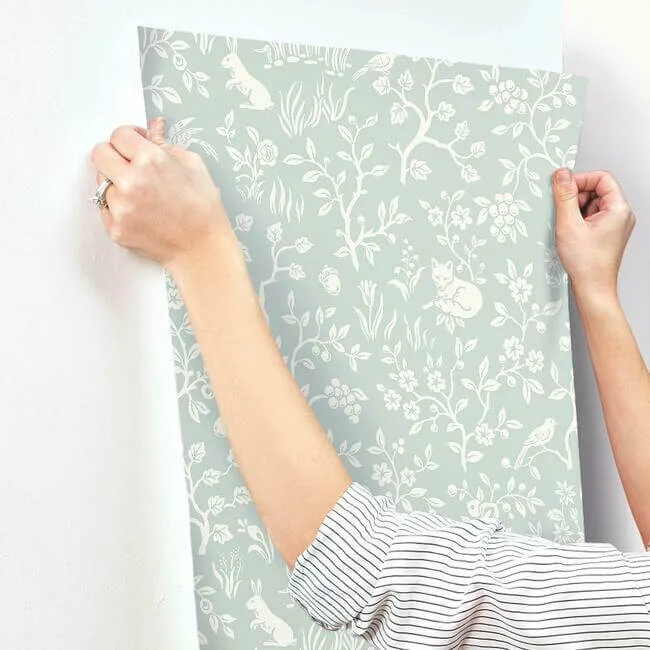 Magnolia Home Fox & Hare - Green Wallpaper | Buy Online Magnolia Home Fox & Hare wallpaper, color Green, SKU MK1111